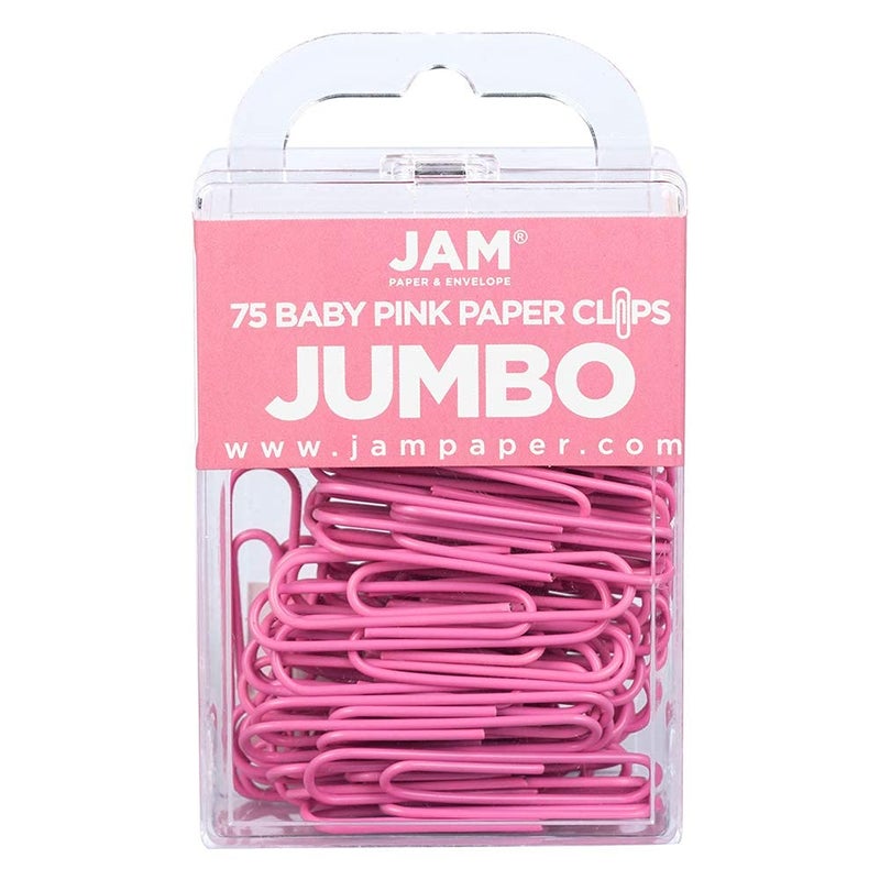 JAM Paper مشابك ورق جام الملونة الكبيرة - 2 بوصة - مشابك ورق وردية - 75/عبوة - Image 1